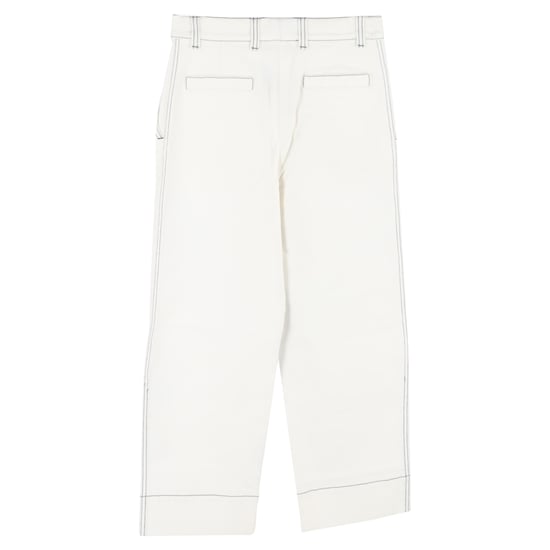 Loro Piana Contrast Stitch Trousers in White Cotton - Image 2