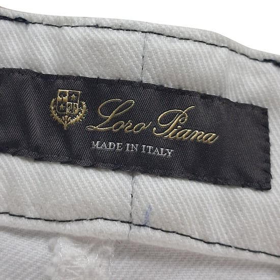 Loro Piana Contrast Stitch Trousers in White Cotton - Image 3