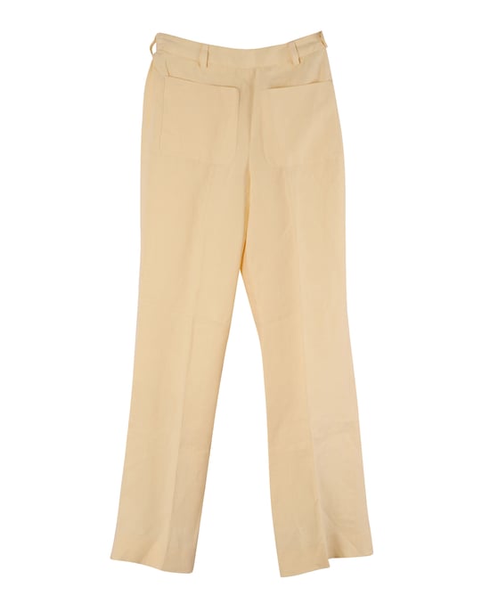 Acne Studios broek met zijsluiting in geel linnen - Image 2