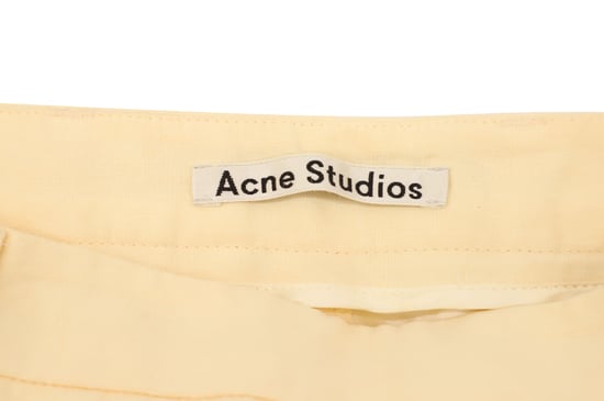 Acne Studios broek met zijsluiting in geel linnen - Image 3