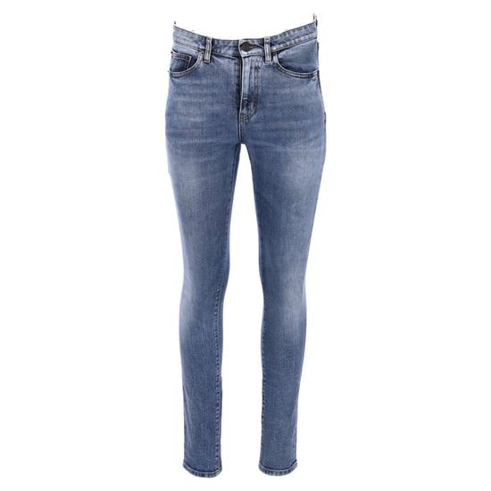 Saint Laurent slim fit jeans med broderad logotyp i blå bomullsdenim - Image 1