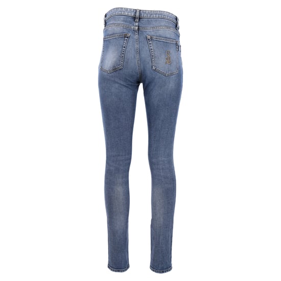 Saint Laurent slim fit jeans med broderad logotyp i blå bomullsdenim - Image 3
