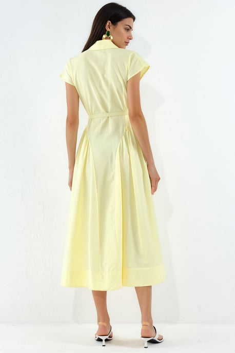 Belted Midi Dress with Shirt Collar - Image 3