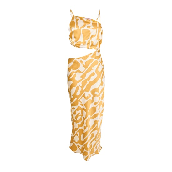 AX Paris Womens/Ladies Polyester Asymmetric Cut Out Party Midi Dress (Mustard Print) - Image 2