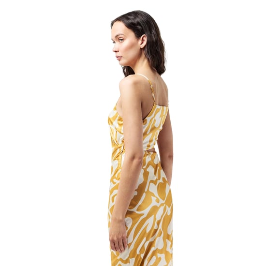 AX Paris Womens/Ladies Polyester Asymmetric Cut Out Party Midi Dress (Mustard Print) - Image 4