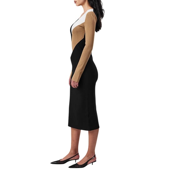 Boss Florency viscose slanke midijurk voor dames (Zwart/Bruin/Wit) - Image 5