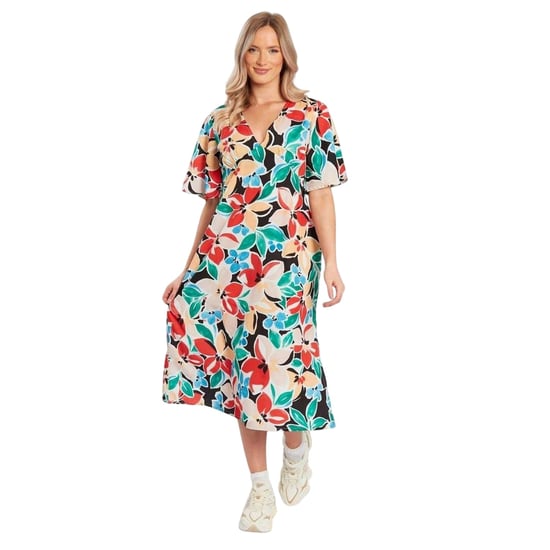 Influence A-lijn midi-jurk met bloemenprint voor dames (Rood/Multikleurig) - Image 1