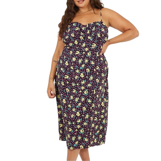 Brave Soul Midi-jurk met gebogen spaghettibandjes en bloemenprint voor dames (Zwart/Groen/Geel) - Image 2