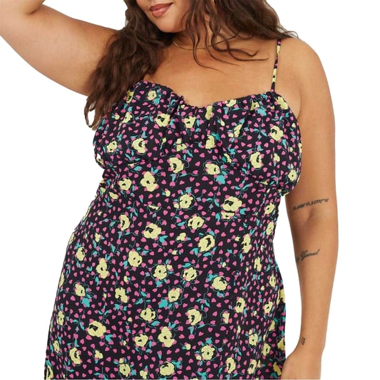 Brave Soul Midi-jurk met gebogen spaghettibandjes en bloemenprint voor dames (Zwart/Groen/Geel) - Image 4