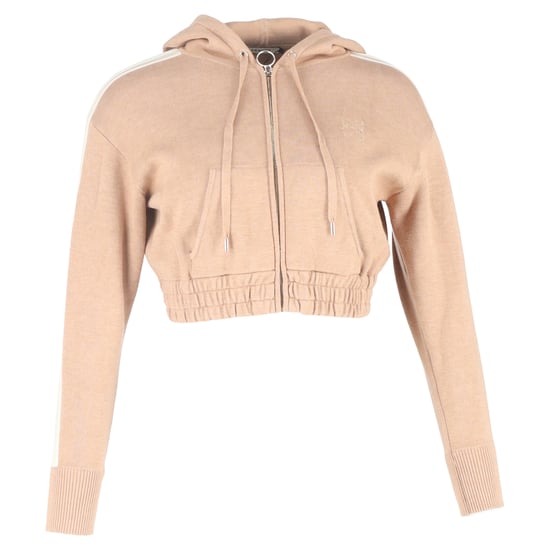 Sandro cropped sweater met capuchon en ritssluiting in beige katoen - Image 1