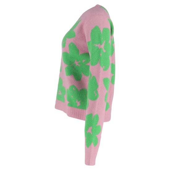 Jil Sander gebreide trui met bloemenprint en ronde hals in roze wol - Image 2