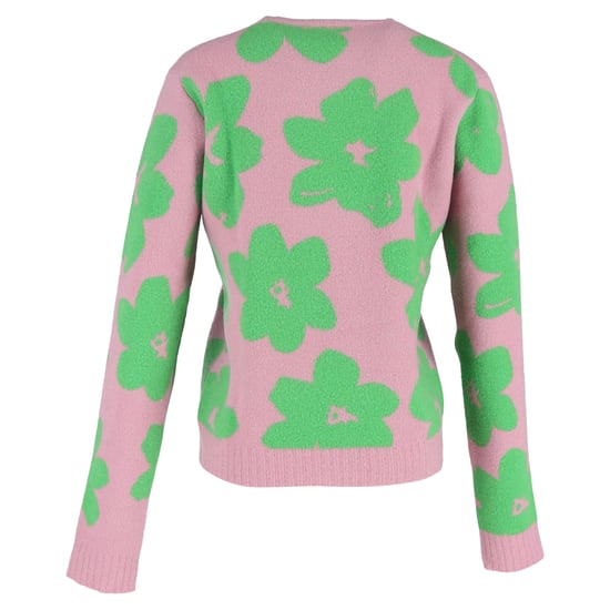 Jil Sander gebreide trui met bloemenprint en ronde hals in roze wol - Image 3