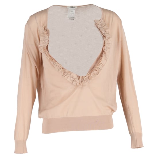 Chloé Ruffle Sweater in Pastel Pink Silk - Image 1