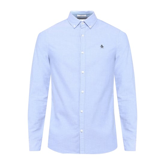 Original Penguin Heren-shirt met lange mouwen 'Sticker Pete' van EcoVero (Amparo Blue) - Image 1