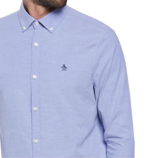Original Penguin Heren-shirt met lange mouwen 'Sticker Pete' van EcoVero (Amparo Blue) - Image 3