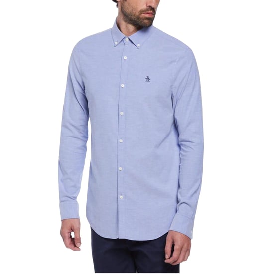Original Penguin Heren-shirt met lange mouwen 'Sticker Pete' van EcoVero (Amparo Blue) - Image 4