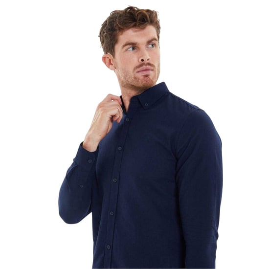 Threadbare Mens Oxford Regular Shirt (Pack of 2) (Navy/Denim) - Image 4