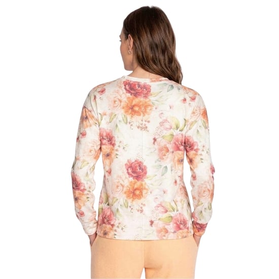 PJ Salvage Dames-top met lange mouwen van jersey met bloemenprint (Beige/Roze/Oranje) - Image 2