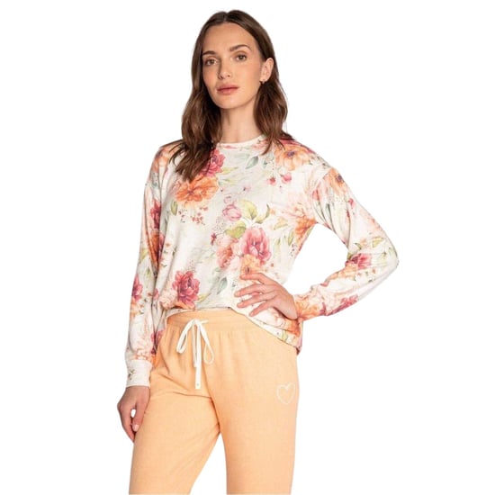 PJ Salvage Dames-top met lange mouwen van jersey met bloemenprint (Beige/Roze/Oranje) - Image 4