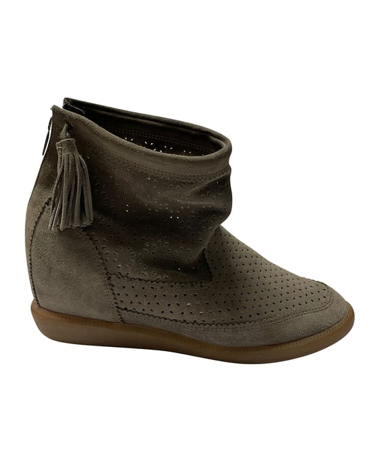 Isabel Marant Beslay Boots in Grey Perforated Suede - Image 1