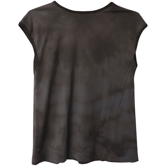 Chloe Tie-Dye T-shirt with Flower Embellishment in Grey Cotton - Image 4