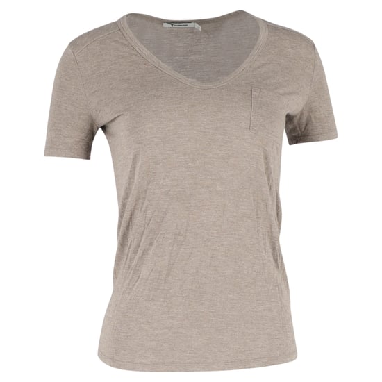 Alexander Wang Scoop Neck T-Shirt Pocket in Brown Cotton - Image 1