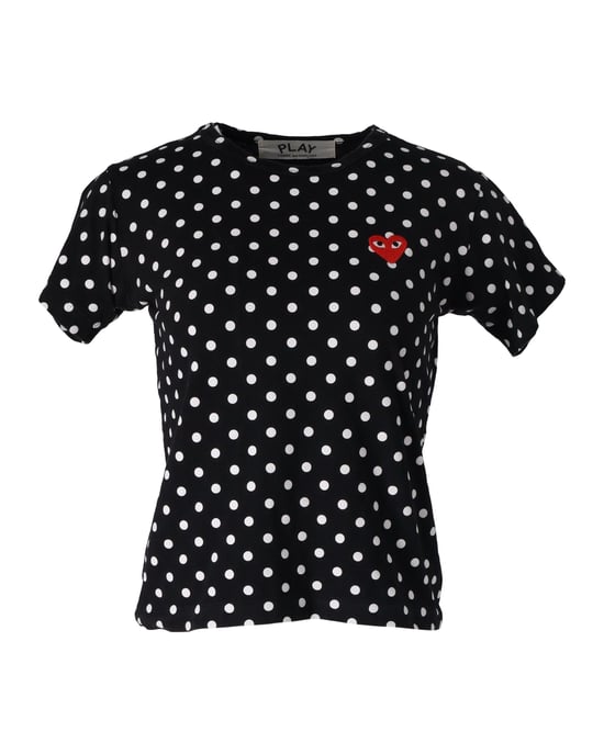 Comme des Garcons PLAY prickig t-shirt med hjärtemblem i svart bomull - Image 1