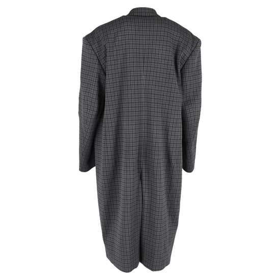 Balenciaga Överdimensionerad Hundtandsmönstrad Kappa i Grå Polyester - Image 3