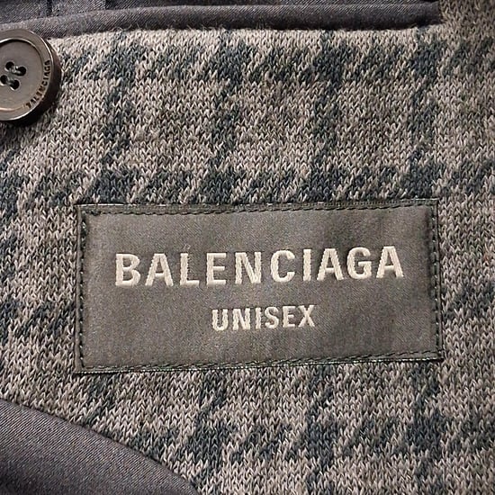 Balenciaga Överdimensionerad Hundtandsmönstrad Kappa i Grå Polyester - Image 6