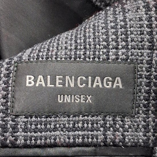 Balenciaga Dekonstruerad Rutig Kappa i Grå Ull - Image 4