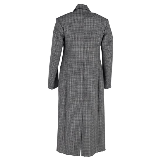 Balenciaga Rutig Mönstrad Dubbelknäppt Avslappnad Kappa i Grå Ull - Image 3