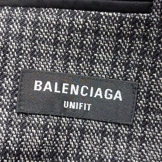 Balenciaga Rutig Mönstrad Dubbelknäppt Avslappnad Kappa i Grå Ull - Image 6