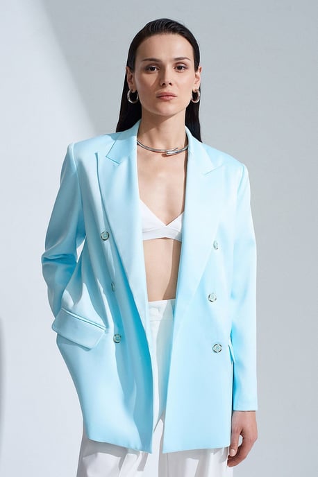 Lange Satijnen Blazer met Sjaalkraag - Image 2