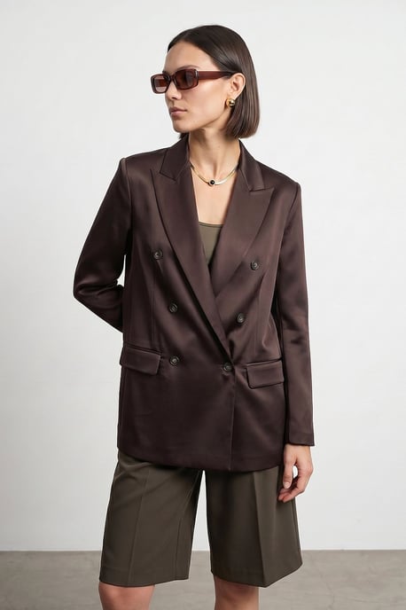 Lange Satijnen Blazer met Sjaalkraag - Image 3