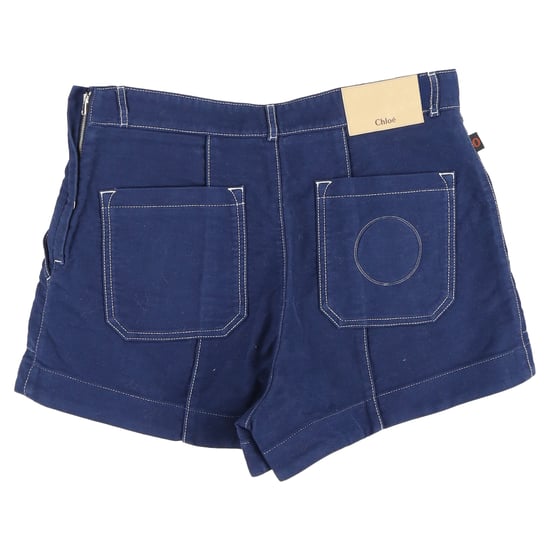 Chloé Contrast Stitching Shorts in Blue Cotton - Image 2