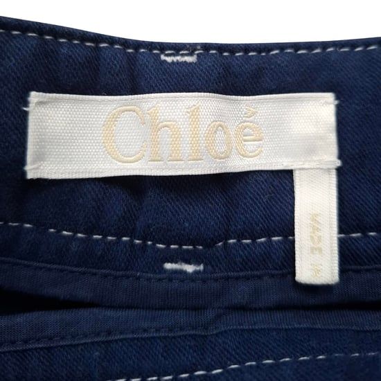 Chloé Contrast Stitching Shorts in Blue Cotton - Image 3