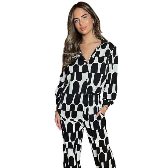 AX Paris Womens/Ladies Geometric 3/4 Sleeve Shirt (Black/Cream) - Image 1