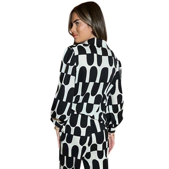 AX Paris Womens/Ladies Geometric 3/4 Sleeve Shirt (Black/Cream) - Image 2
