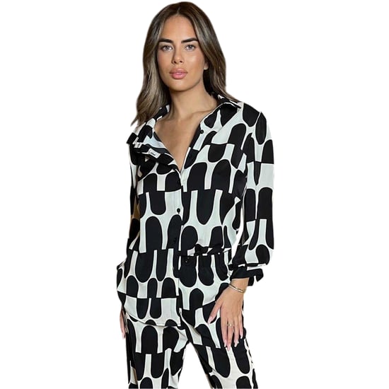 AX Paris Womens/Ladies Geometric 3/4 Sleeve Shirt (Black/Cream) - Image 3