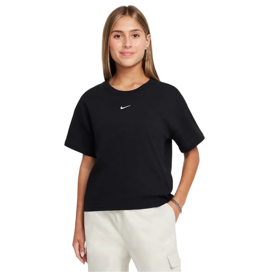 Nike Meisjes Swoosh T-shirt met normale pasvorm (Zwart/Wit) - Image 1