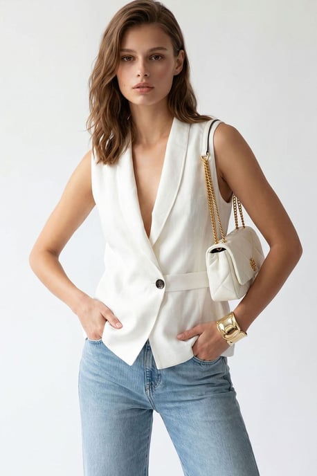Belted Cotton-linen Waistcoat - Image 2