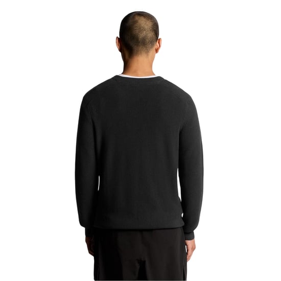 Lyle & Scott Herentrui met geribde mouwen en raglanpas (Zwart ijs) - Image 3