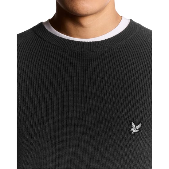 Lyle & Scott Herentrui met geribde mouwen en raglanpas (Zwart ijs) - Image 4