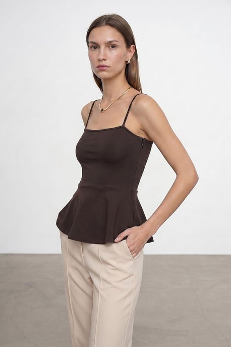 Fitted Square-neck Frilly Cami Top - Image 1