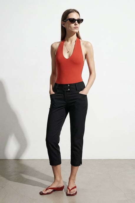 Women's High-waist Wide-leg Capri Trousers - Image 1