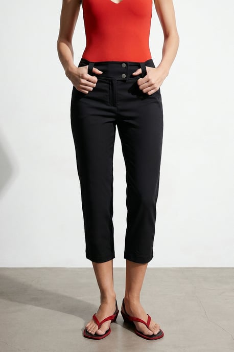 Women's High-waist Wide-leg Capri Trousers - Image 3
