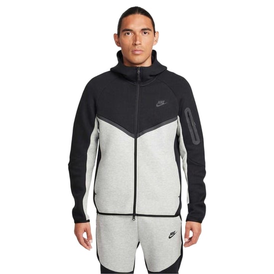 Nike Heren-hoodie met ritssluiting en chevronpatroon (Zwart/Grijs) - Image 1