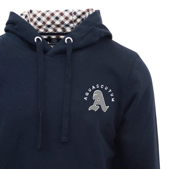 Aquascutum Hoodie met lange mouwen en kangoeroezak voor heren (Marine) - Image 3