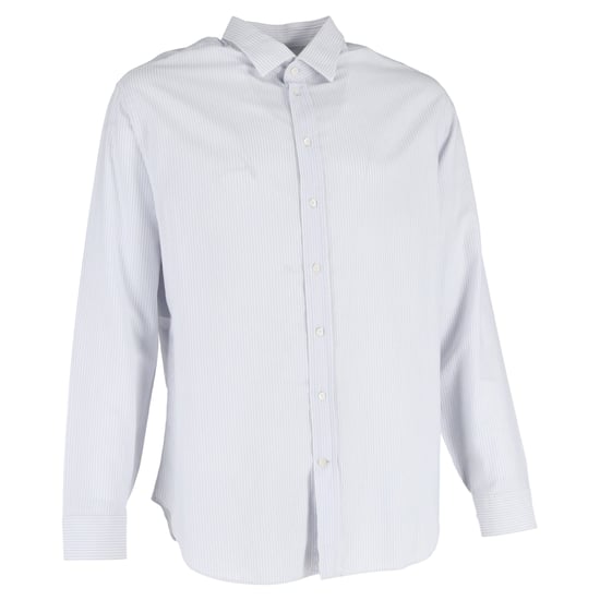 Giorgio Armani Striped Long Sleeve Shirt in White Cotton - Image 1