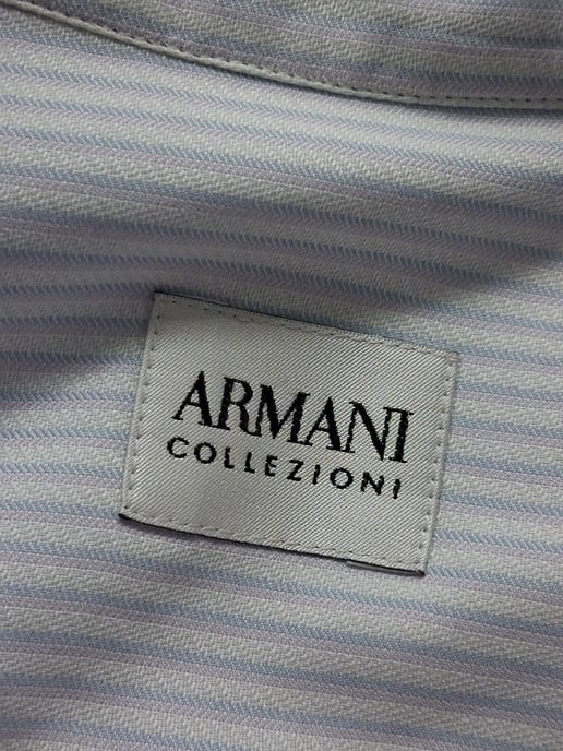Giorgio Armani Striped Long Sleeve Shirt in White Cotton - Image 4